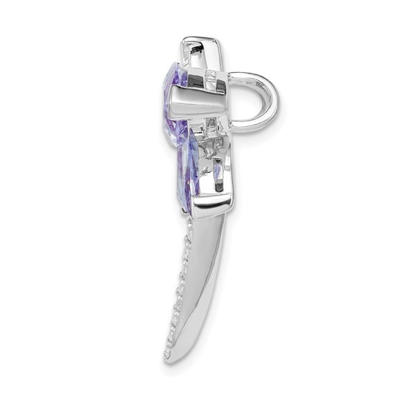 Sterling Silver Rhodium-plated Lavender CZ Dragonfly Slide - Picture 4 of 4